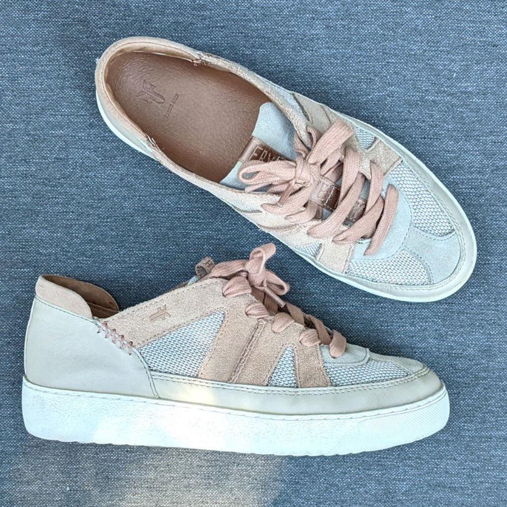 Frye Women's Webster Overlay Low Lace Leather Sneakers Pale Pink Blush Size 7.5